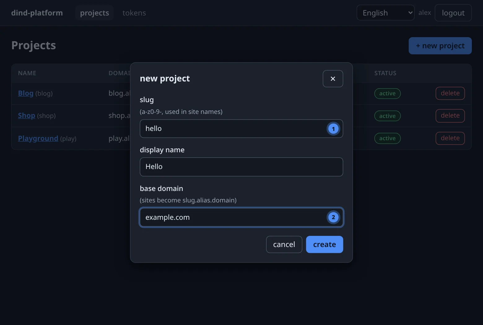 new project